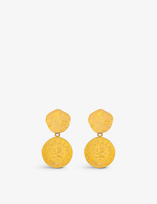 SUSAN CAPLAN: Pre-loved Karl Lagerfeld 24ct yellow gold-plated metal medallion earrings