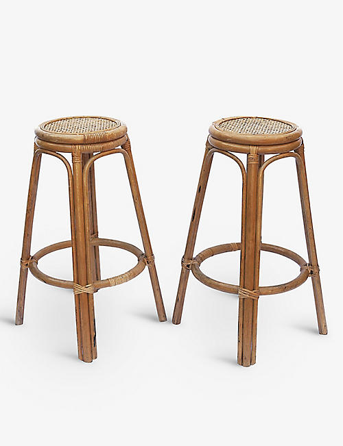 VINTERIOR: Pre-loved vintage bamboo and rattan bar stools set of two