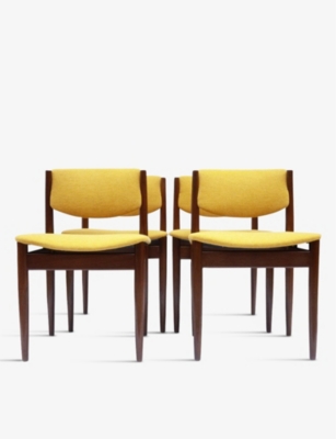VINTERIOR: Pre-loved wood and wool dining chairs set of four