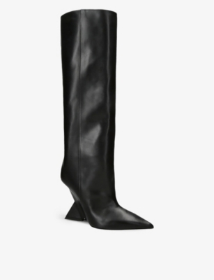 Shop Attico Women's Black Cheope Knee-high Leather Boots