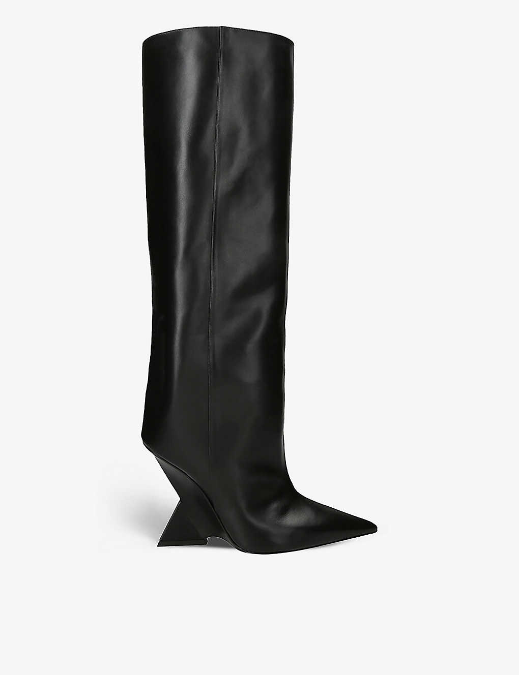 Shop Attico Women's Black Cheope Knee-high Leather Boots