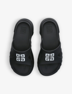 Shop Givenchy Marshmallow Logo-print Rubber Sliders In Black
