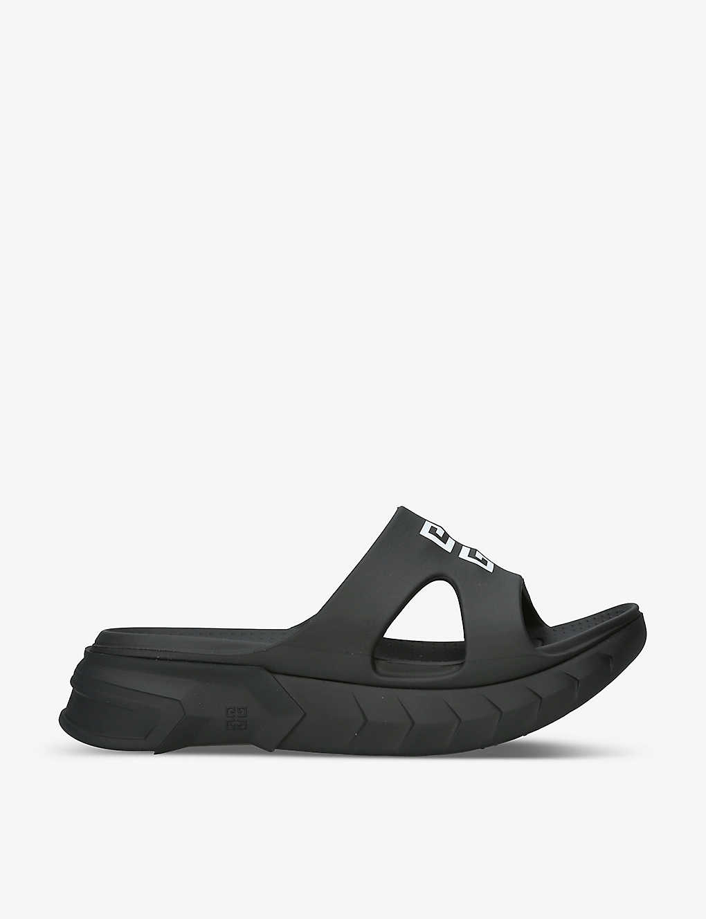 Shop Givenchy Marshmallow Logo-print Rubber Sliders In Black