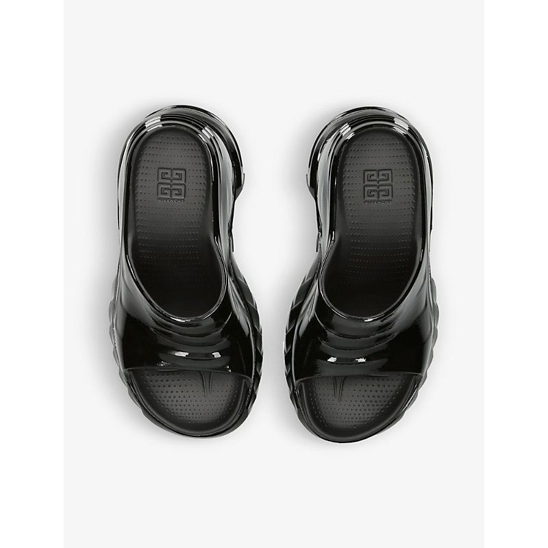 Shop Givenchy Women's Black Marshmallow Patent-rubber Wedge Mules