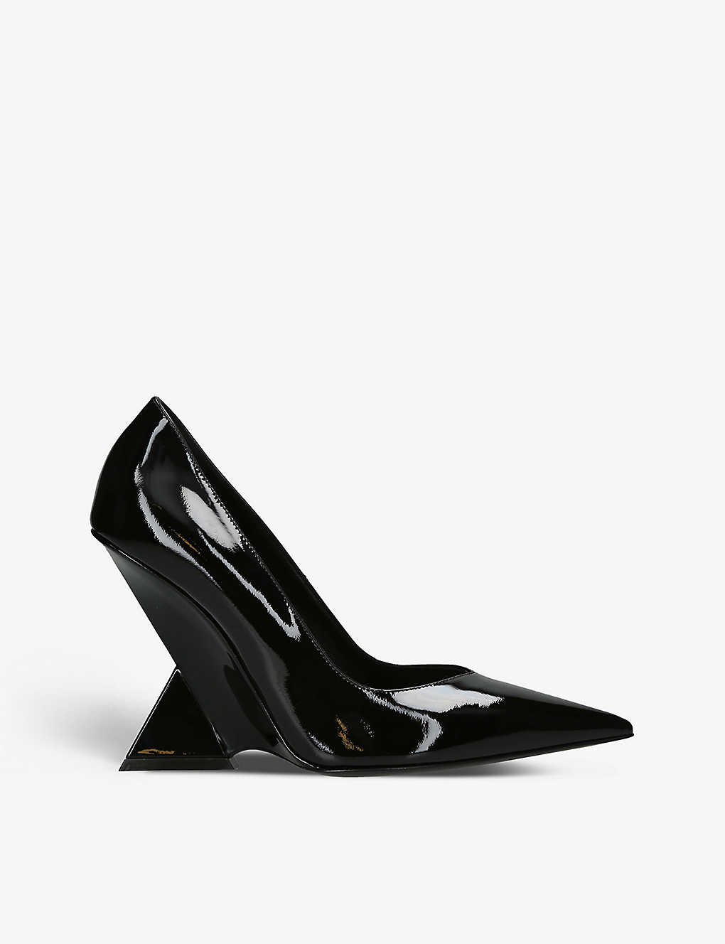 Shop Attico Women's Black Cheope Pointed-toe Patent-leather Courts