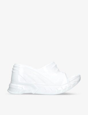 Shop Givenchy Women's White Marshmallow Patent-rubber Wedge Mules