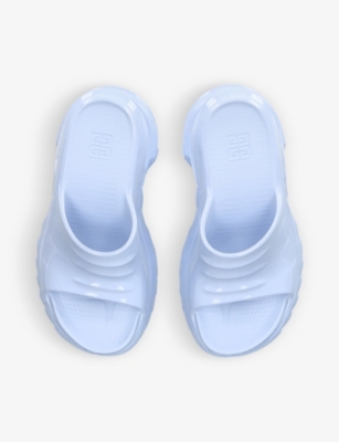 Shop Givenchy Womens Pale Blue Marshmallow Patent-rubber Wedge Mules