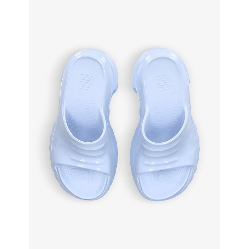 Shop Givenchy Womens Pale Blue Marshmallow Patent-rubber Wedge Mules
