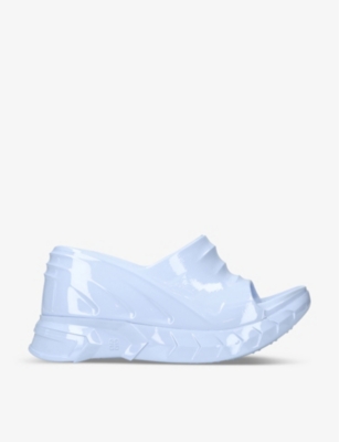 GIVENCHY: Marshmallow patent-rubber wedge mules