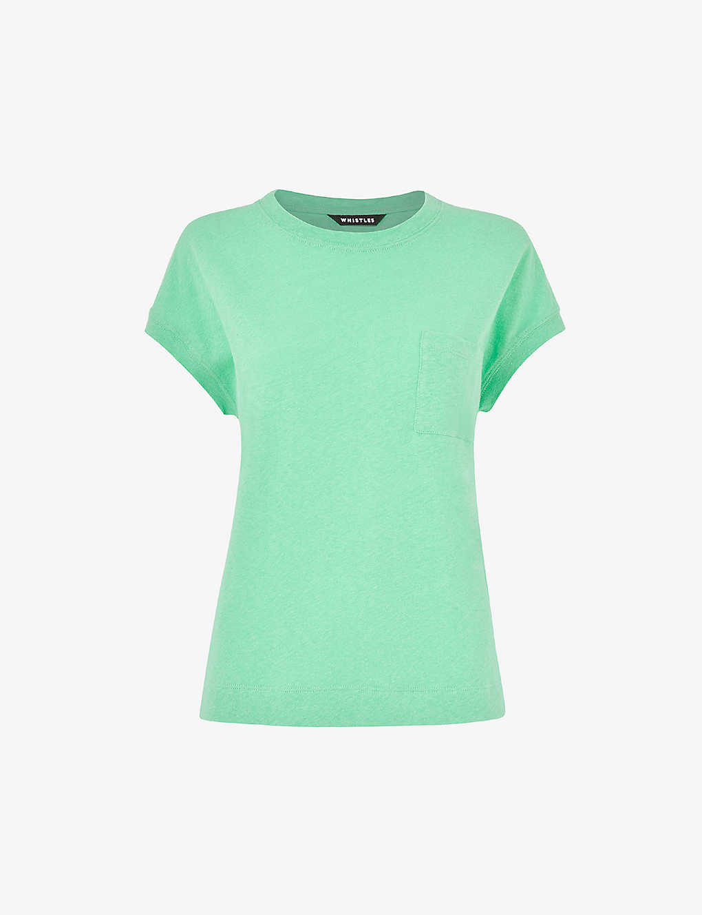 Whistles Ember Linen Mix Pocket Tee In Green