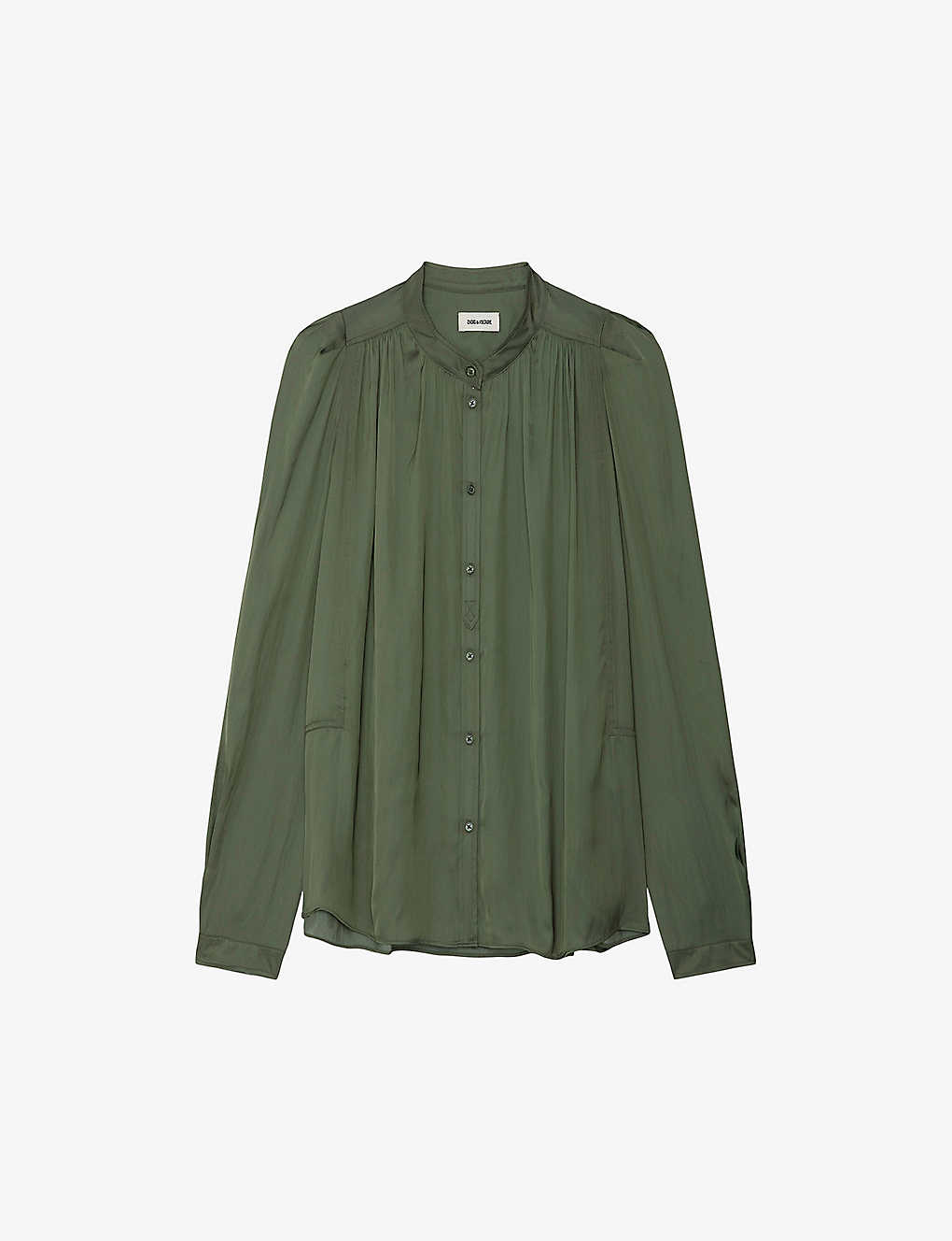 Shop Zadig & Voltaire Zadig&voltaire Women's Used Kaki Tchin V-neck Woven Blouse In Green