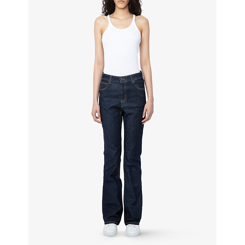 Shop Zadig & Voltaire Zadig&voltaire Women's Brut Emile Wide-leg Mid-rise Stretch-denim Jeans