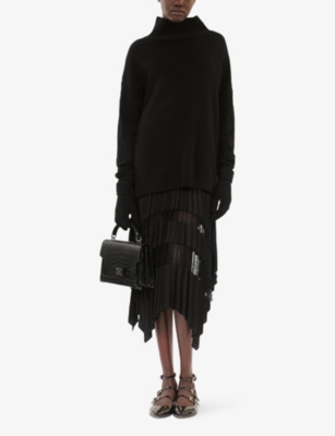 THE KOOPLES: Sheer-panel asymmetric-hem woven midi skirt