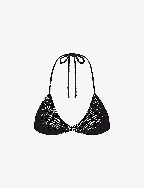 SKIMS: Triangle recycled stretch-nylon crochet bikini top
