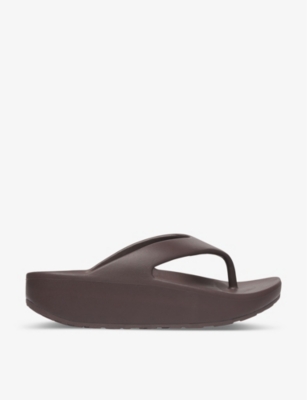 Skims Womens Cocoa Logo-embellished Moulded Flip Flops