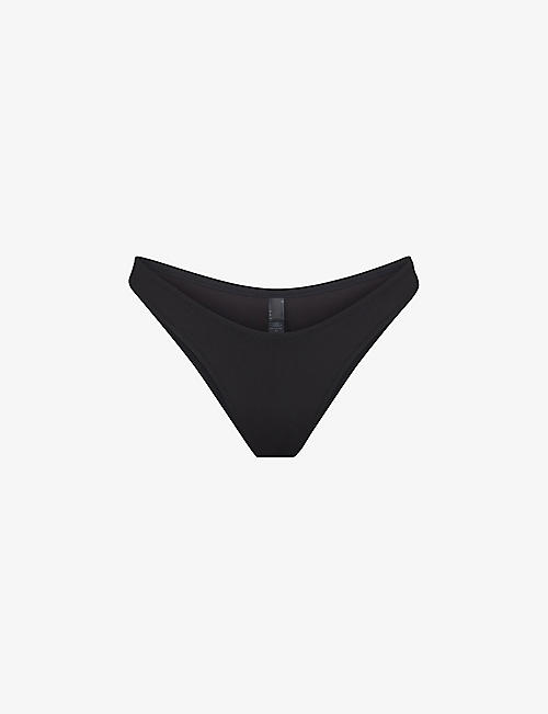 SKIMS: Tanga mid-rise recycled stretch-nylon bikini bottoms