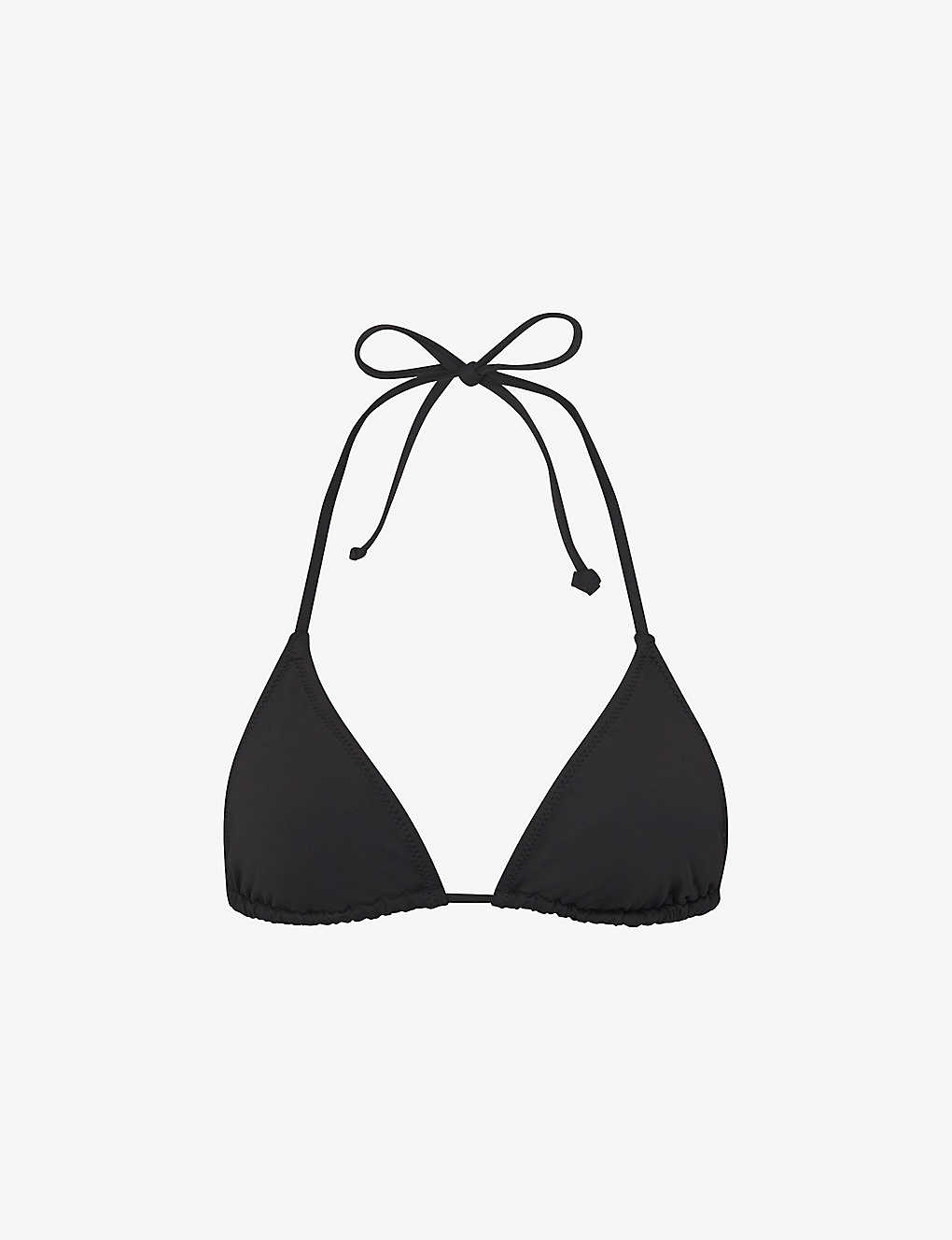 Skims Womens Onyx Triangle Recycled Stretch-nylon Bikini Top In Black