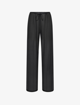 SKIMS: Drawstring-waist wide-leg low-rise silk trousers