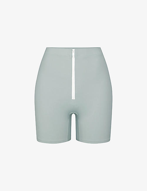 SKIMS: Sporty mid-rise stretch-recycled nylon shorts