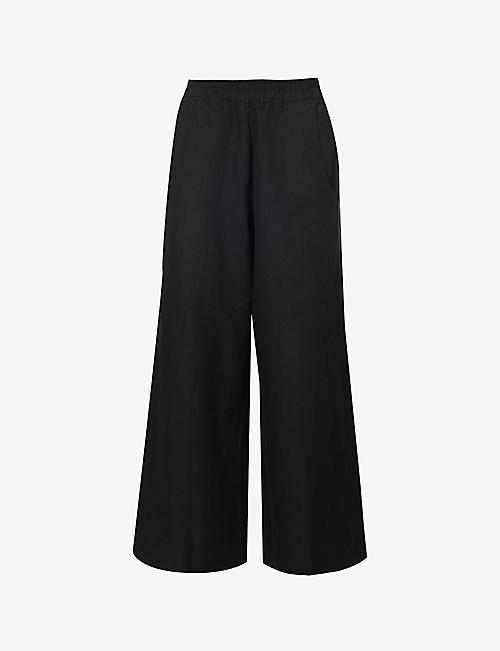 SERIENUMERICA: Relaxed-fit wide-leg cotton-linen blend trousers