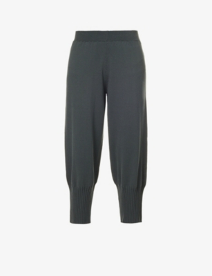 SERIENUMERICA: Mid-rise tapered-leg cotton knitted trousers
