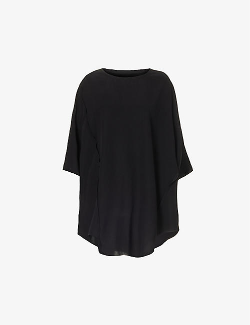 SERIENUMERICA: Short-sleeved relaxed-fit stretch-silk top