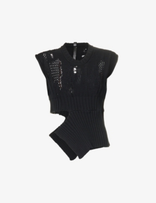 SERIENUMERICA: Sleeveless cut-out cotton-knitted jumper