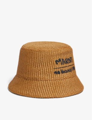 MARNI MARNI WOMEN'S CARAMEL X NO VACANCY INN COTTON-BLEND BUCKET HAT,67561842