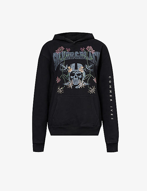 CONNER IVES: Rhinestone-embellished graphic-print cotton hoody