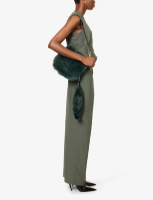 Shop Conner Ives Women's Olive Wide-leg Mid-rise Recycled-polyamide Trousers