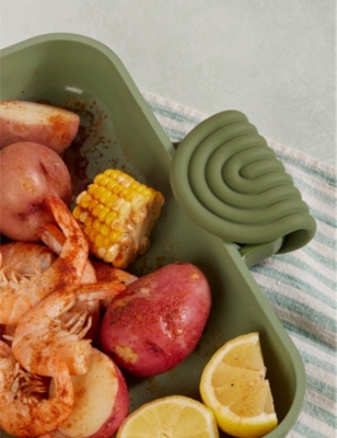 Our Place Sage Textured Curved-design Wrap-around Silicone Hot Grips In Sage