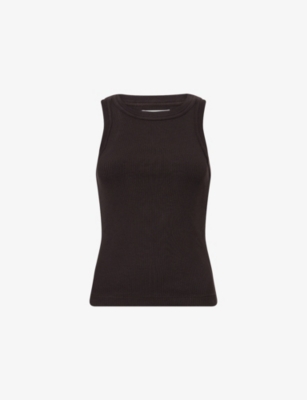 Citizens Of Humanity Womens Chocolate (md/dk Brown) Isabel Sleeveless Organic-cotton Blend Top In Black