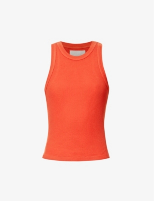 Citizens Of Humanity Womens Coral Balm Isabel Sleeveless Organic-cotton Blend Top In Coral Balm