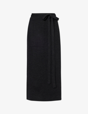 Shop Lauren Manoogian Tie-waist Alpaca Wool-blend Knitted In Black Melange