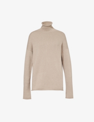 Lauren Manoogian Womens Stoneware Funnel-neck Long-sleeved Alpaca And Cashmere-blend Knitted Jumper