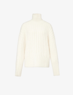 LAUREN MANOOGIAN: Funnel-neck ribbed alpaca wool and silk-blend knitted jumper