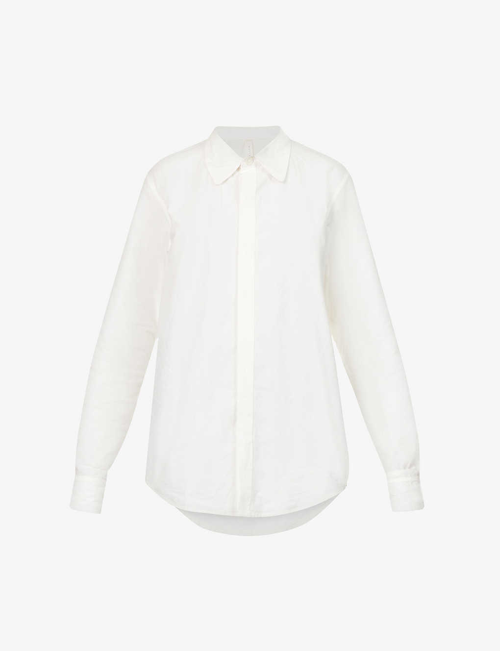 Lauren Manoogian Womens White Patti Long-sleeved Cotton Shirt