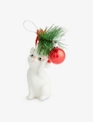 SELFRIDGES EDIT: Cat glass-blend Christmas decoration 11cm
