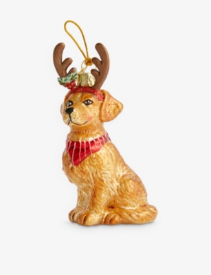 SELFRIDGES EDIT: Golden Retriever glass-blend Christmas decoration 10.5cm