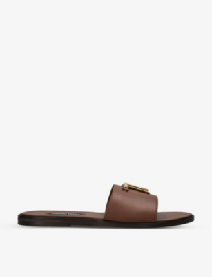 Mens leather hot sale sliders sale