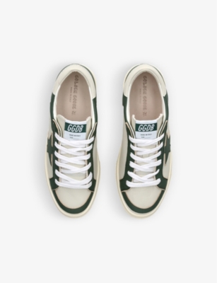 Shop Golden Goose Girls Green Kids May Panelled Leather Low-top Trainers 6 Months-5 Years