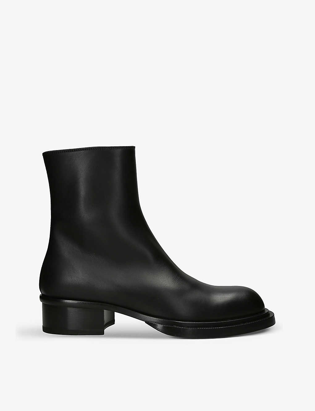 Alexander Mcqueen Mens Black Stack Chunky-sole Leather Ankle Boots