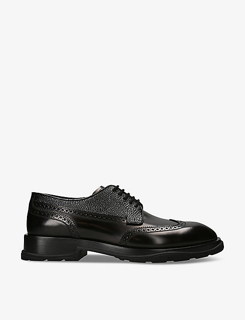 ALEXANDER MCQUEEN: Brogue-embellished leather Derby shoes