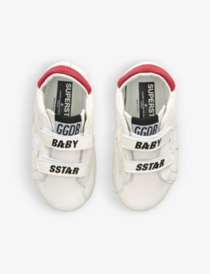 GOLDEN GOOSE: Baby School logo-print leather low-top trainers 0-6 months