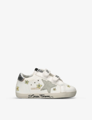 GOLDEN GOOSE: Baby School logo-print leather low-top trainers 6-12 months