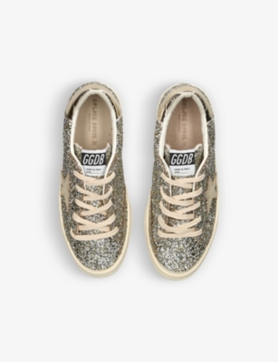 Shop Golden Goose Boys Gold Comb Kids May Star-embellished Glitter Leather Low-top Trainers 6-9 Years In Multi-coloured