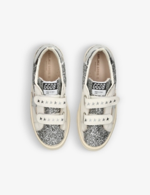GOLDEN GOOSE: May glitter star-embellished leather trainers 6-9 years