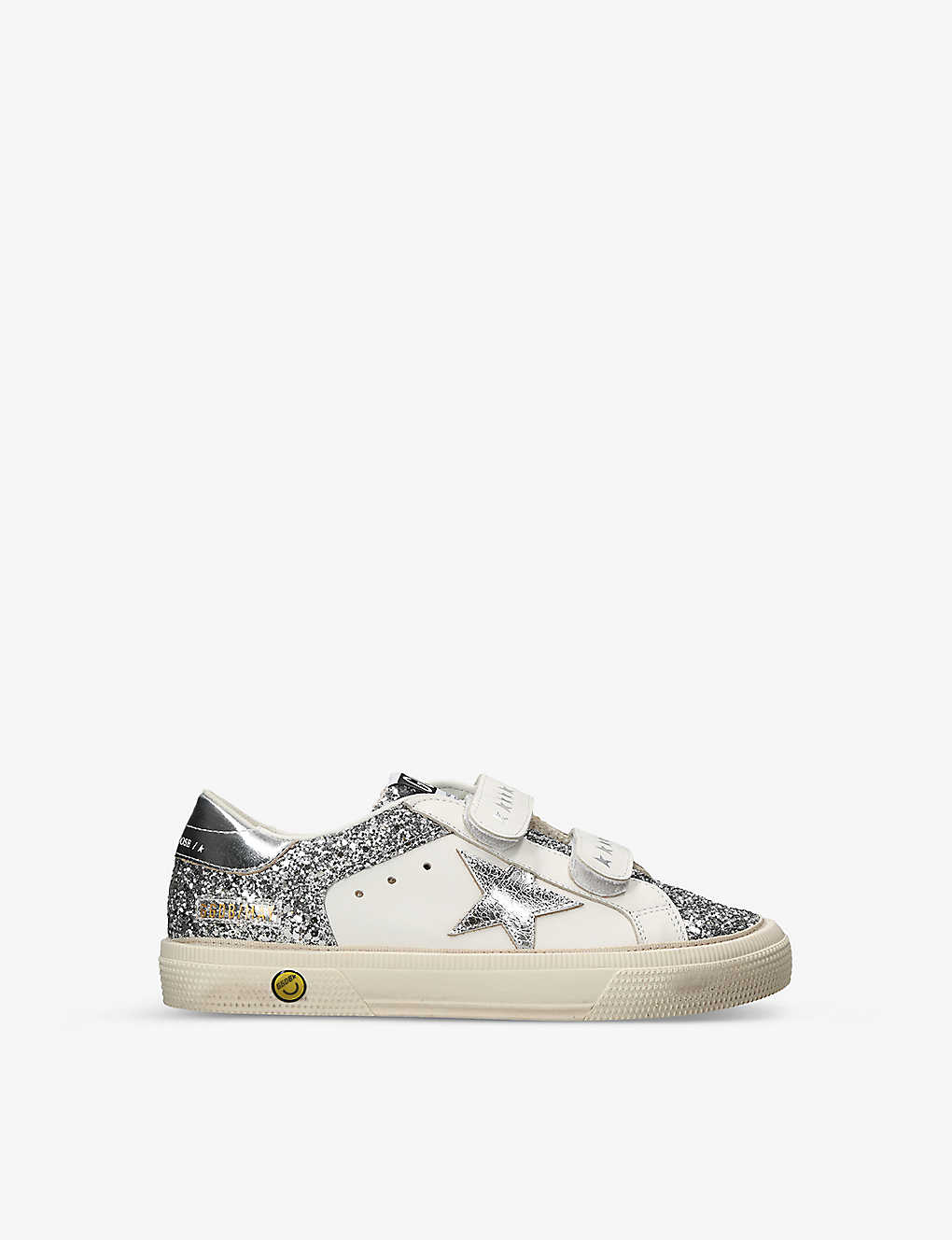 Golden Goose Boys Silver Kids May Glitter Star-embellished Leather Trainers 6-9 Years