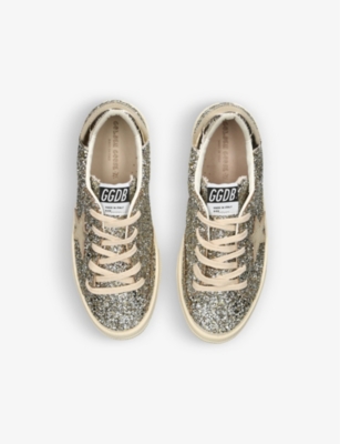 Shop Golden Goose Boys Gold Comb Kids May Glitter Star-embellished Low-top Leather Trainers 6-9 Years