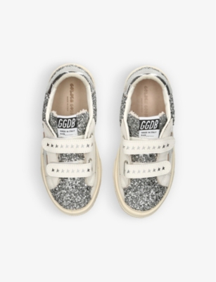Shop Golden Goose May Glitter Star-embellished Low-top Leather Trainers 6 Months - 5 Years In Silver